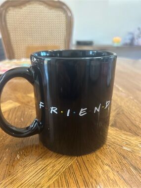 FRIENDS Black Ceramic Mug with Multicolored Dot Logo